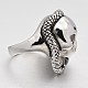 Crâne de halloween avec un serpent 316 acier inoxydable strass bande large doigt les anneaux de rétro hommes personnalisé RJEW-J066-26-18mm-3