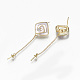 Brass Micro Pave Clear Cubic Zirconia Stud Earring Findings KK-R117-056-NF-2