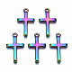Piccoli ciondoli a croce in lega color arcobaleno PALLOY-S180-035-RS-1