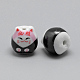 手作り子猫磁器ビーズ  幸運の猫  ブラック  16x15x15mm  穴：2mm X-PORC-Q256-01-2