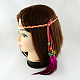 Женские повязки на голову с плетеными замшевыми шнурами из окрашенных перьев OHAR-R183-06-2