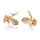 Brass Micro Pave Clear Cubic Zirconia Earring Findings KK-S356-357-NF-1