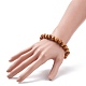 Stretch-Armband mit runden Perlen aus Naturholz BJEW-JB08214-3