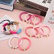 10Pcs 10 Style Handmade Polymer Clay Heishi Beaded Stretch Bracelets Set with Heart BJEW-SW00036-02-4