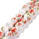 Chapelets de perles en céramique imprimées de fleurs manuelles PORC-M007-10mm-01-3