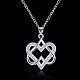 Silver Plated Brass Cubic Zirconia Heart To Heart Pendant Necklaces NJEW-BB16170-2