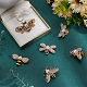 Wadorn 6 pièces 6 épingles en émail style abeilles avec perles d'imitation JEWB-WR0001-03-4