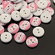2 -holeフラットラウンドスターは木製の縫製のボタンを印刷  染め  ピンク  15x4mm  穴：1mm BUTT-M004-01-1