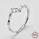 Adjustable Rhodium Plated 925 Sterling Silver Ring Components STER-K038-031P-1