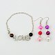 Glass Pearl Jewelry Sets for Valentine's Day: Bracelets & Earrings  SJEW-JS00483-08-1