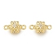 Brass Micro Pave Clear Cubic Zirconia Connector Charms KK-P228-67G-2