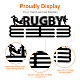 Superdant rugby médaille cintre affichage noir 60+ compétition porte-médaille cadre fer médaille crochet pour compétition porte-médaille affichage tenture murale athlète cadeau 40x15 cm ODIS-WH0021-226-5