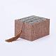木製のブレスレットボックス  リネンとナイロンコードのタッセル付き  長方形  スレートグレイ  12.2x9.6x7.2cm OBOX-K001-01A-1