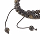 2pcs 2 bracelets de perles tressées en obsidienne naturelle et hématite synthétique serties de léopard en zircone cubique BJEW-JB08119-8