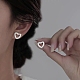 Heart 925 Sterling Silver Stud Earrings for Women EJEW-G372-02S-5