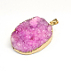 Plated  Natural  Druzy Agate Oval Pendants G-R275-10-2