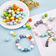 100Pcs Silicone Beads 15mm Round Silicone Bead Bulk Colorful Silicone Bead Kit for Keychain Jewelry DIY Crafts Making JX305A-5