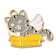 亜鉛合金エナメルペンダント  猫のチャーム  ゴールドカラー  グレー  24x28x1.3mm  穴：2.2mm ENAM-Z005-01A-G-1