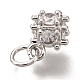 Brass Micro Pave Clear Cubic Zirconia Charms ZIRC-B002-46-3