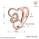 Romantic Heart Real Rose Gold Plated Brass Cubic Zirconia Finger Rings RJEW-BB08605-7RG-4