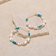 Pendientes de aro teñidos de turquesa natural y perlas EJEW-G369-01G-4
