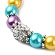 Pulseras de cuentas de perlas de imitación de vidrio para mujer. BJEW-JB10033-02-3