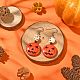 Synthetic Turquoise Pumpkin & Skull Dangle Earrings EJEW-TA00240-2