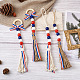 Crafans 4 pz 2 decorazioni del pendente delle nappe della corda di canapa di tema del giorno dell'indipendenza di stile HJEW-CF0001-19-5