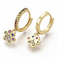 Brass Micro Pave Colorful Cubic Zirconia Dangle Hoop Earrings EJEW-S208-084-1
