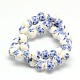 Chapelets de perles en céramique imprimées de fleurs manuelles PORC-M007-10mm-15-2