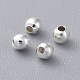 Perles d'espacement rondes en fer plaqué argent X-E004-S-2