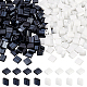 パンダホールエリート 300 個 2 色 2 穴不透明ガラスシードビーズ  長方形  白黒  5x4.5~5.5x2~2.5mm  穴：0.5~0.8mm  150個/カラー SEED-PH0001-76-1