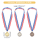 Ahandmaker6個3色スポーツメダル  1位2位3位メダルゴールドシルバーブロンズ賞メダル賞オリンピックスタイルの優勝メダル、学校の大会イベントパーティーの好意のためのネックリボン付き AJEW-GA0003-64-2