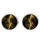Flash Picture Glass Stud Earrings EJEW-O088-81-1