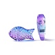 透明なスプレー塗装ガラスビーズ  魚  ミックスカラー  15x8x5mm  穴：1mm X-GLAA-I050-10-3