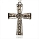 Tibetan Style Alloy Rhinestone Claddagh Cross Big Pendants RB-J128-29AS-2
