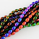 Spray Painted Rice Glass Beads Strands DGLA-S041-11x8mm-M4-1