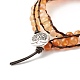 Natural Carnelian Round Beads 2 Raw Wrap Bracelet BJEW-JB07169-03-4