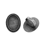 Supports réglables de bague de doigt en fer de vintage, sans cadmium et sans plomb, argent antique, 17x5mm, plateau ovale: 25x18 mm
