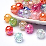 Colori bubblegum ab crackle trasparente acrilico rotondo perline, colore misto, 12mm, Foro: 2.5 mm, circa 520pcs/500g