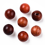 Perline di legno naturale, perle di legno cerate, undyed, tondo, sienna, 10mm, foro: 1.5mm, circa 1000pcs/500g