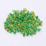 Transparenten Harzkügelchen, oben gebohrte Perlen, Träne, gelb-grün, 7x5 mm, Bohrung: 1 mm