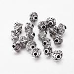 Perles intercalaires en alliage bicône argenté de style tibétain, accessoires en métal pour bricolage, sans plomb et sans cadmium et sans nickel, 5.4x6.3mm, Trou: 1mm