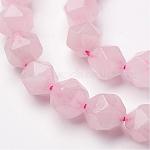 Natürlichen Rosenquarz Perlenstränge, facettiert, Runde, 6 mm, Bohrung: 1 mm, ca. 67 Stk. / Strang, 15.15 Zoll