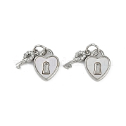 Подвески-замки в форме сердца из натуральной ракушки из латуни KK-Z078-21P