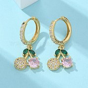 Латунные микро проложить серьги обруча кубического циркония EJEW-R016-15G