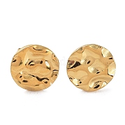 Ion Plating(IP) 304 Stainless Steel Textured Flat Round Ear Studs for Women EJEW-P234-11G