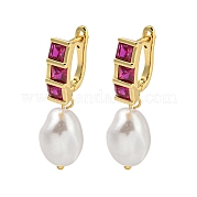 Серьга-кольцо из латуни с микропаве из кубического циркония EJEW-C102-02G-01