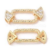 Brass Micro Pave Clear Cubic Zirconia Connector Charms KK-C028-38G