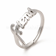 304 anillo ajustable de acero inoxidable word friend para mujer RJEW-B027-07P